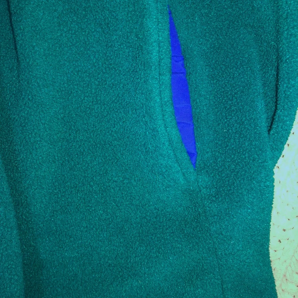 Vintage 90s L.L. Bean Embroidered Teal Quarter Snap-button Pullover - Picture 5 of 5
